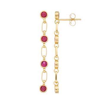 Kristen Kesho Sterling Silver Lab-Created Ruby Link Drop Earrings