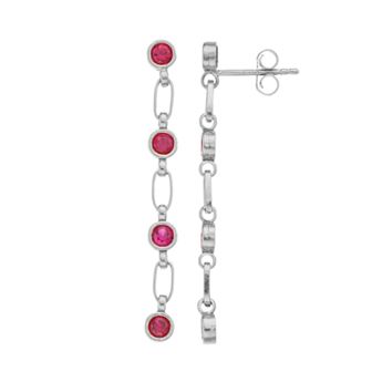 Kristen Kesho Sterling Silver Lab-Created Ruby Link Drop Earrings