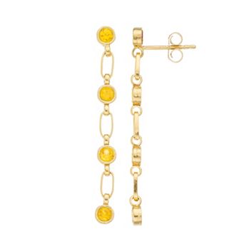 Kristen Kesho Sterling Silver Lab-Created Yellow Sapphire Link Drop Earrings