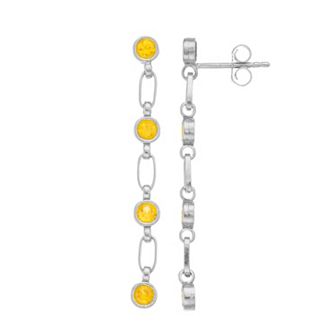 Kristen Kesho Sterling Silver Lab-Created Yellow Sapphire Link Drop Earrings
