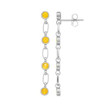 Kristen Kesho Sterling Silver Lab-Created Yellow Sapphire Link Drop Earrings