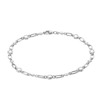 Kristen Kesho Sterling Silver Lab-Created White Sapphire Kite Link Bracelet
