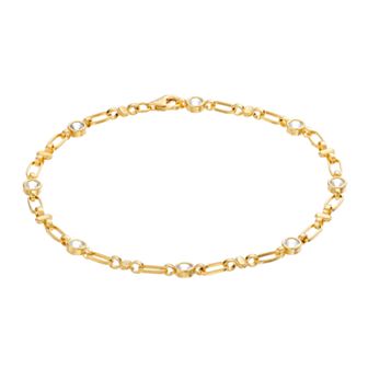 Kristen Kesho Sterling Silver Lab-Created White Sapphire Oval Link Bracelet