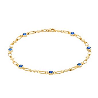 Kristen Kesho Sterling Silver Lab-Created Sapphire Kite Link Bracelet