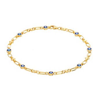 Kristen Kesho Sterling Silver Lab-Created Sapphire Oval Link Bracelet