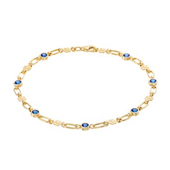 Kristen Kesho Sterling Silver Lab-Created Sapphire Flower Bracelet
