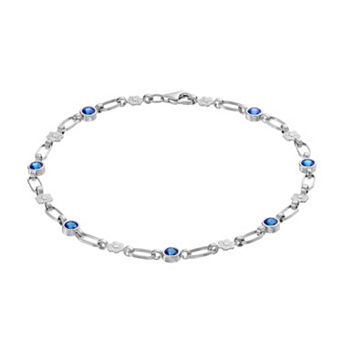 Kristen Kesho Sterling Silver Lab-Created Sapphire Flower Bracelet
