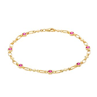 Kristen Kesho Sterling Silver Lab-Created Ruby Kite Link Bracelet