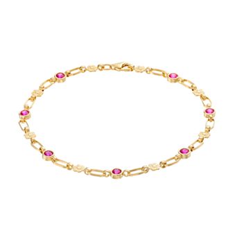 Kristen Kesho Sterling Silver Lab-Created Ruby Flower Link Bracelet