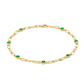 Kristen Kesho Sterling Silver Lab-Created Emerald Kite Link Bracelet