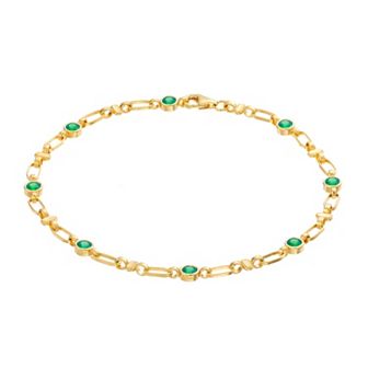 Kristen Kesho Sterling Silver Lab-Created Emerald Oval Link Bracelet