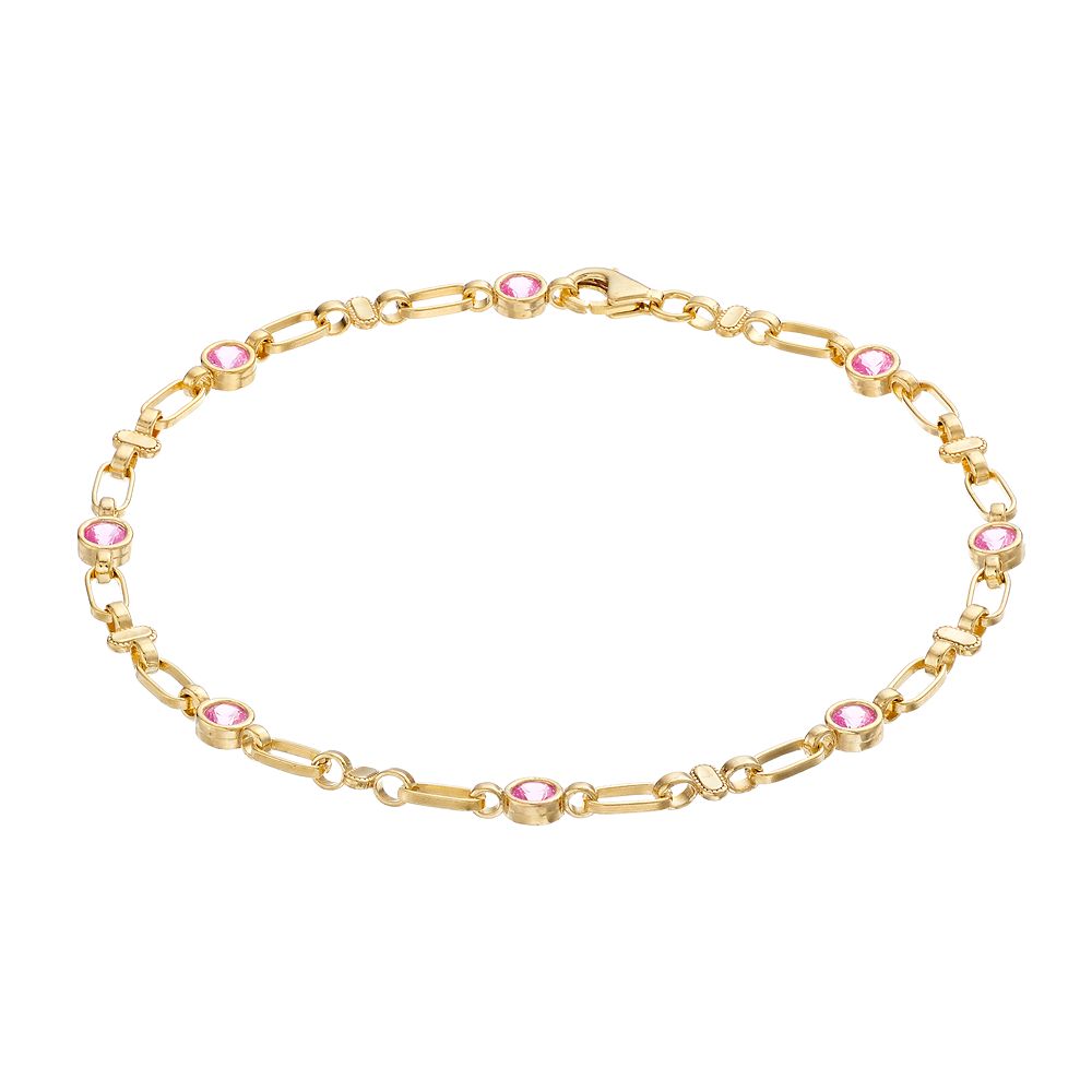 Womens Kristen, 18K Gold Plated, Sterling Silver Lab-Created Pink Sapphire Oval Bracelet