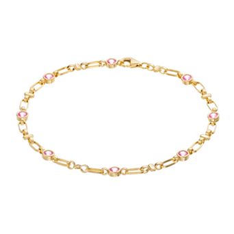 Womens Kristen, 18K Gold Plated, Sterling Silver Lab-Created Pink Sapphire Oval Bracelet