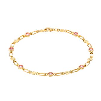 Kristen Kesho 18K Gold Plated Sterling Silver Lab-Created Pink Sapphire Flower Bracelet