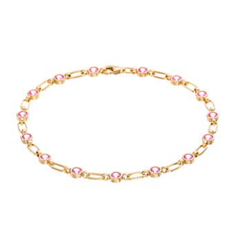 Womens Kristen Kesho Kristen Kesho, Sterling Silver Lab-Created Pink Sapphire Tennis Bracelet