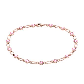 Womens Kristen Kesho Kristen Kesho, Sterling Silver Lab-Created Pink Sapphire Tennis Bracelet