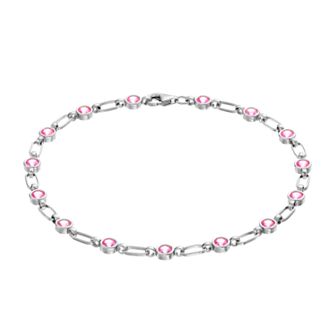 Womens Kristen Kesho Kristen Kesho, Sterling Silver Lab-Created Pink Sapphire Tennis Bracelet