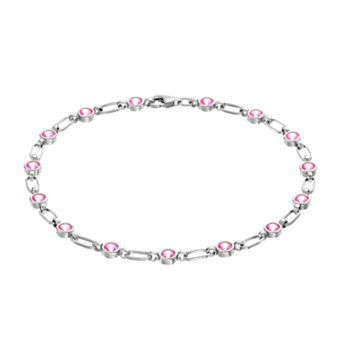 Womens Kristen Kesho Kristen Kesho, Sterling Silver Lab-Created Pink Sapphire Tennis Bracelet