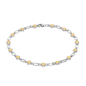 Womens Kristen Kesho Kristen Kesho, Sterling Silver Lab-Created Yellow Sapphire Tennis Bracelet
