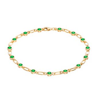 Kristen Kesho Sterling Silver Lab-Created Emerald Tennis Bracelet
