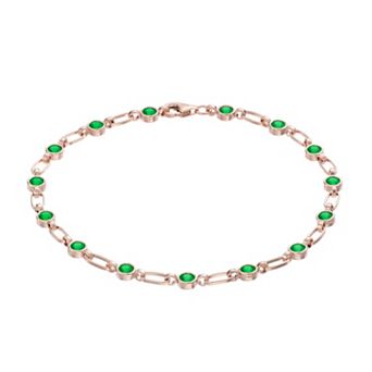 Kristen Kesho Sterling Silver Lab-Created Emerald Tennis Bracelet