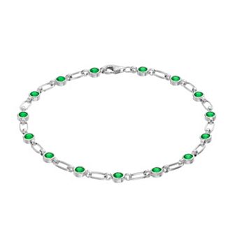 Womens Kristen Kesho Kristen Kesho, Sterling Silver Lab-Created Emerald Tennis Bracelet