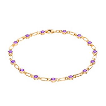 Womens Kristen Kesho Kristen Kesho, Sterling Silver Lab-Created Amethyst Tennis Bracelet