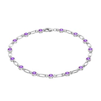 Womens Kristen Kesho Kristen Kesho, Sterling Silver Lab-Created Amethyst Tennis Bracelet