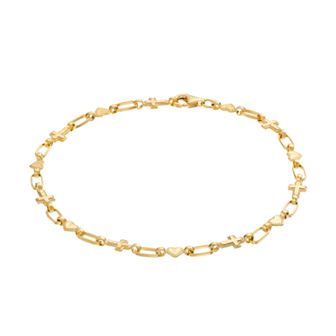 Kristen Kesho Sterling Silver Heart & Cross Link Bracelet