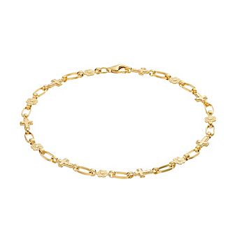 Kristen Kesho Sterling Silver Flower & Cross Link Bracelet