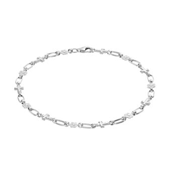 Kristen Kesho Sterling Silver Flower & Cross Link Bracelet