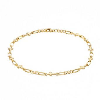 Kristen Kesho Sterling Silver Oval & Cross Link Bracelet