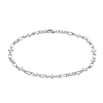 Kristen Kesho Sterling Silver Oval & Cross Link Bracelet