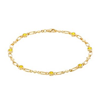 Kristen Kesho Sterling Silver Lab-Created Yellow Sapphire Kite Link Bracelet