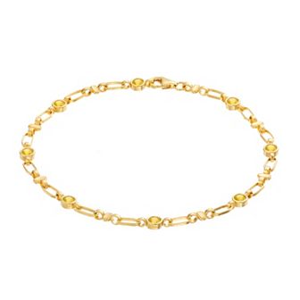 Kristen Kesho Sterling Silver Lab-Created Yellow Sapphire Oval Link Bracelet