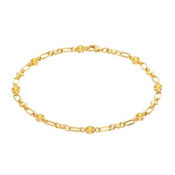 Kristen Kesho Sterling Silver Lab-Created Yellow Sapphire Oval Link Bracelet