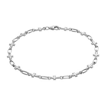 Kristen Kesho Sterling Silver Cross Link Chain Bracelet