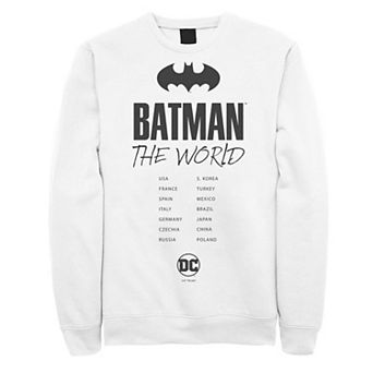Men's Batman: The World White Bat Logo Stamp Sweatshirt