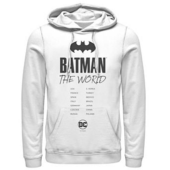 Men's Batman: The World White Bat Logo Stamp Hoodie
