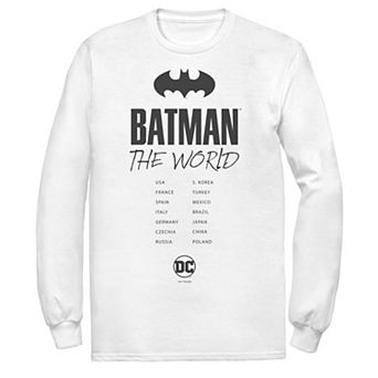 Men's Batman: The World White Bat Logo Stamp Tee