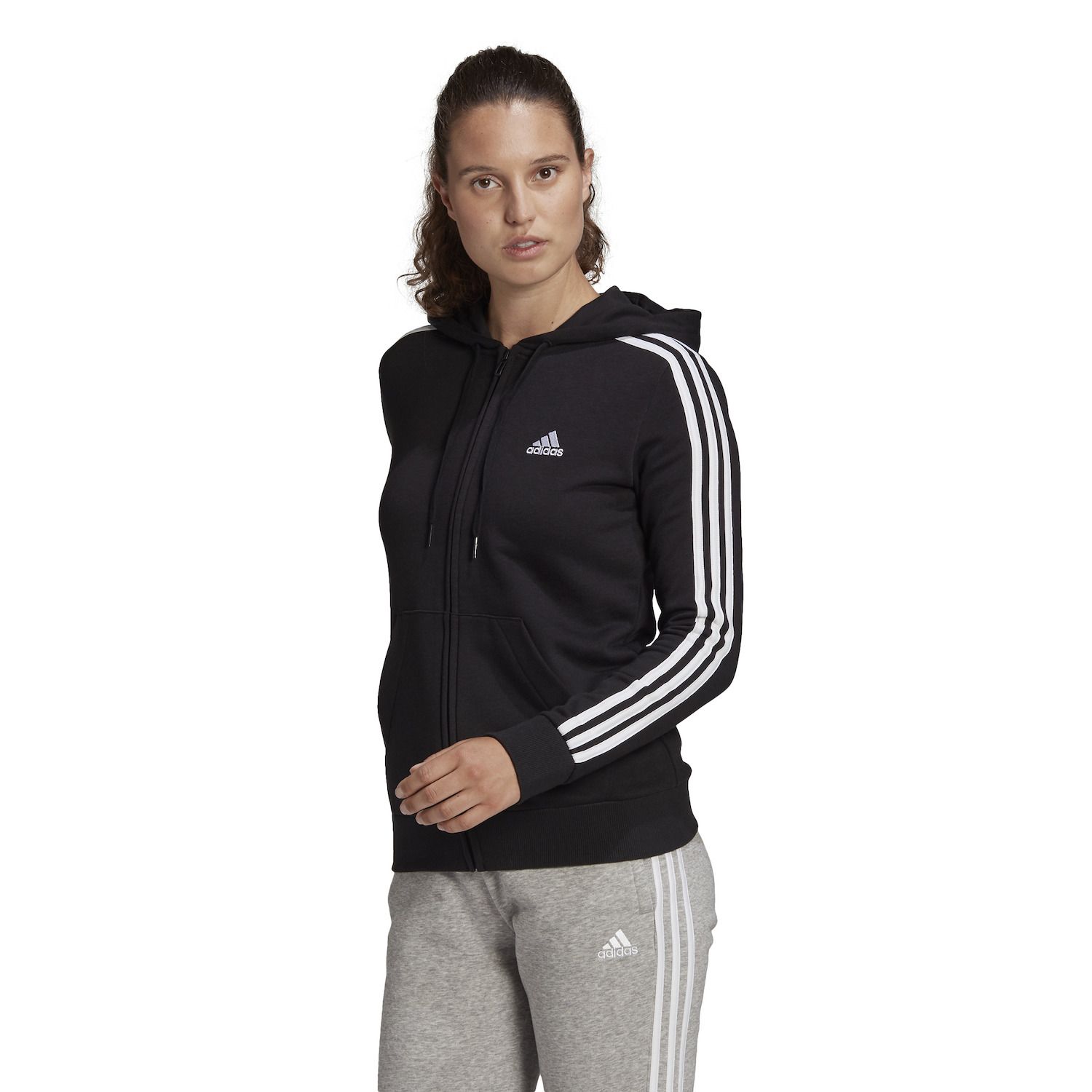 adidas essentials 3 stripe hoodie women's