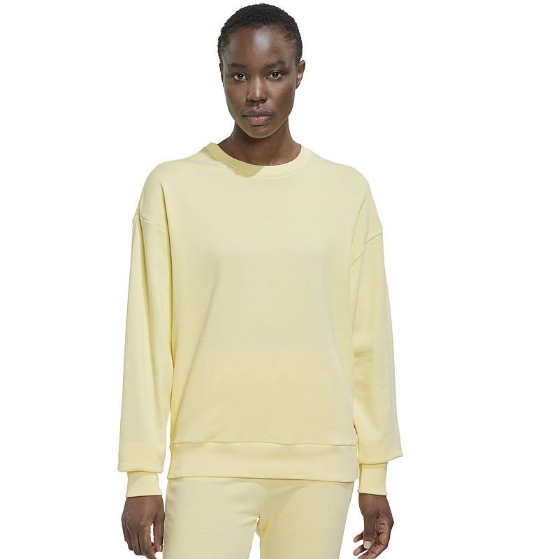 Womens adidas Studio Lounge Loose Sweatshirt, Size: Small, Lt Yellow