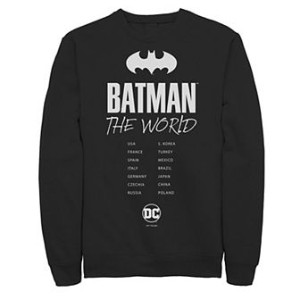 Men's Batman: The World White Bat Logo Stamp Sweatshirt