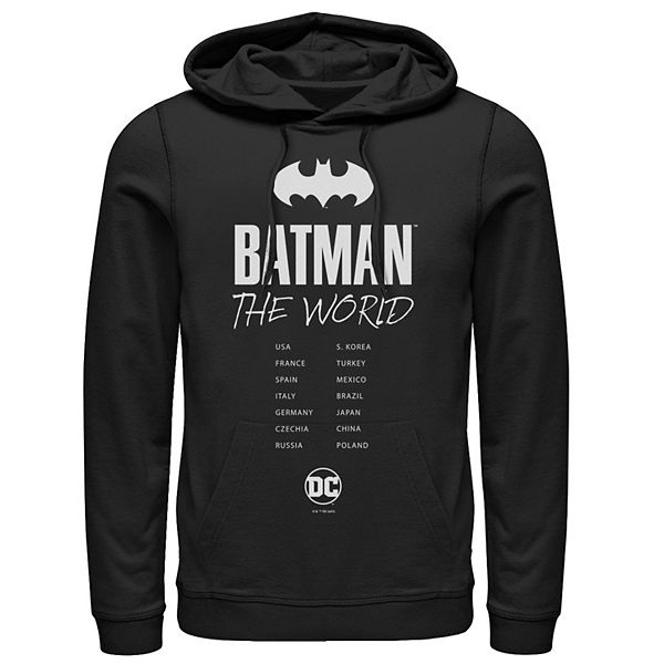 Men's Batman: The World White Bat Logo Stamp Hoodie