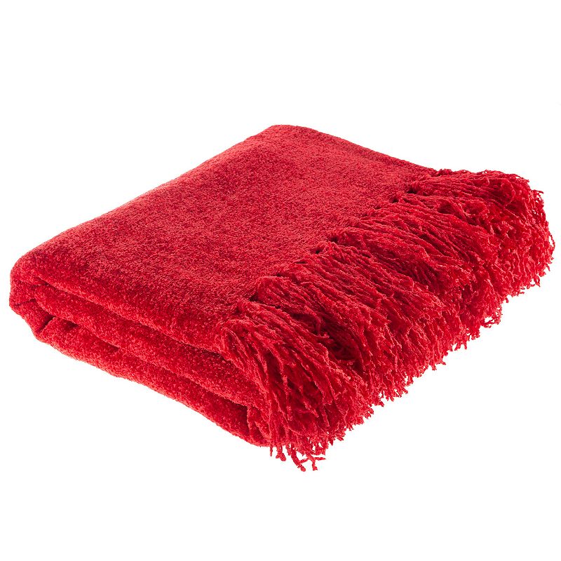 Hastings Home Chenille Throw Blanket, Red, Large