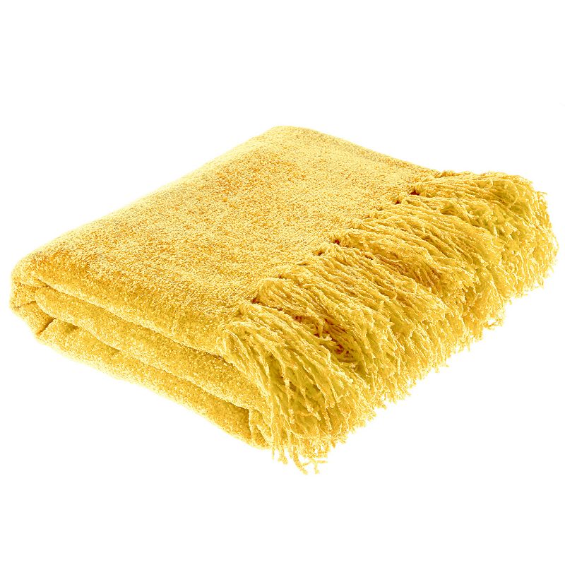 Hastings Home Chenille Throw Blanket, Yellow, Large