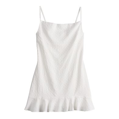 Juniors' Live To Be Spoiled Cami Strap Flounce Mini Dress