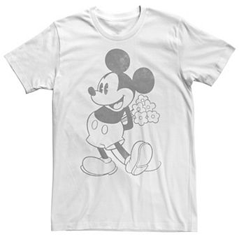 Disney's Mickey Mouse Men's Holding Flowers Vintage Portrait Tee