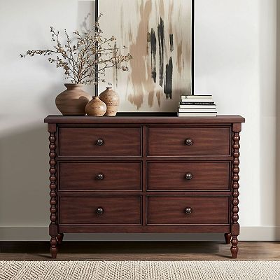 white dresser and mirror Alpine Furniture June Dresser, Light Oak