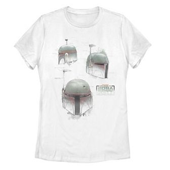 Juniors' Star Wars: The Book Of Boba Fett Helmet Profiles Collage Graphic Tee